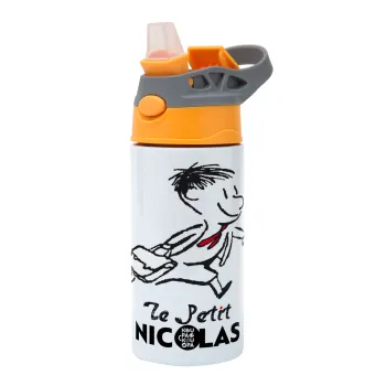 Le Petit Nicolas, Παιδικό παγούρι θερμό, ανοξείδωτο, με καλαμάκι ασφαλείας, Πορτοκαλί/Γκρι (360ml) BPA-FREE