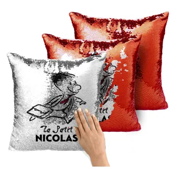 Le Petit Nicolas, Μαξιλάρι καναπέ Μαγικό Κόκκινο με πούλιες 40x40cm περιέχεται το γέμισμα