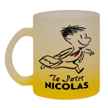 Le Petit Nicolas, Κούπα γυάλινη δίχρωμη με βάση το κίτρινο ματ, 330ml