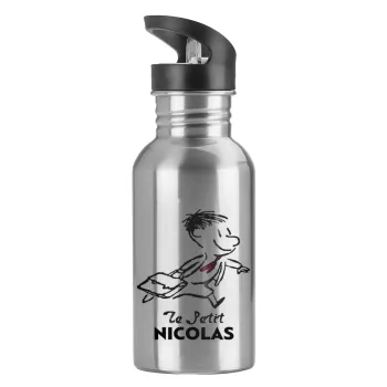 Le Petit Nicolas, Water bottle Silver with straw, stainless steel 600ml