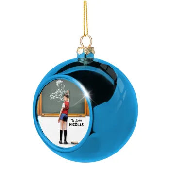 Le Petit Nicolas, Blue Christmas tree ball ornament 8cm