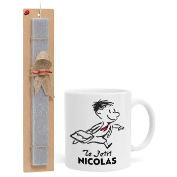 Le Petit Nicolas, Easter Set, Ceramic Cup (330ml) & Easter aromatic flat candle (30cm) (GRAY)