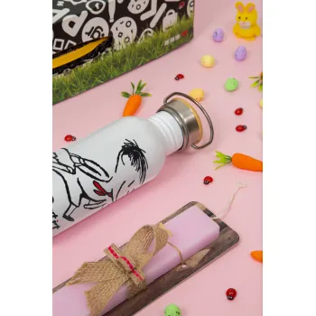 Le Petit Nicolas, Πασχαλινή Λαμπάδα με παγούρι μεταλλικό (620ml, stainless steel) & κερί αρωματικό πλακέ (30cm) (ΡΟΖ)