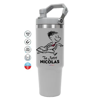 Le Petit Nicolas, ΓΚΡΙ χρώματος Θερμός Ανοξείδωτο 890ml (30oz) με χερούλι