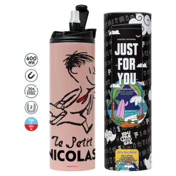 Le Petit Nicolas, Tumbler ποτήρι θερμό ΡΟΖ από ανοξείδωτο ατσάλι 600ml