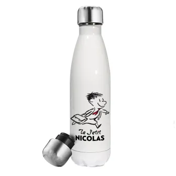 Le Petit Nicolas, Μεταλλικό παγούρι θερμός Λευκό (Stainless steel), διπλού τοιχώματος, 500ml