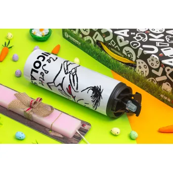 Le Petit Nicolas, Πασχαλινή Λαμπάδα με Travel Tumbler θερμό με διπλό καπάκι (600ml, BPA free) & κερί αρωματικό πλακέ (30cm) (ΡΟΖ)
