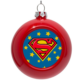 Superman Blue, Red Christmas tree ornament bauble 8cm