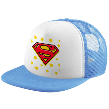 Superman Blue, Καπέλο Soft Trucker με Δίχτυ Γαλάζιο/Λευκό