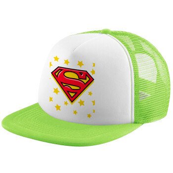 Superman Blue, Καπέλο Soft Trucker με Δίχτυ Πράσινο/Λευκό