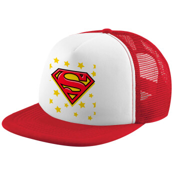 Superman Blue, Καπέλο Soft Trucker με Δίχτυ Red/White 