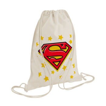 Superman Blue, Backpack bag GYMBAG natural (28x40cm)