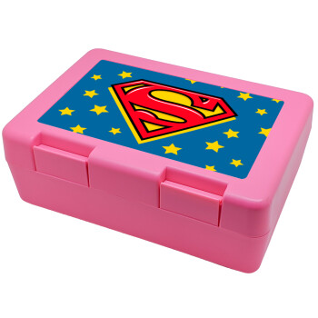Superman Blue, Παιδικό δοχείο κολατσιού ΡΟΖ 185x128x65mm (BPA free πλαστικό)
