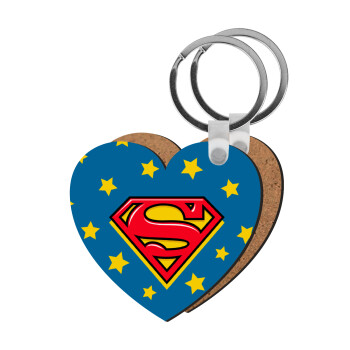 Superman Blue, Μπρελόκ Ξύλινο καρδιά MDF