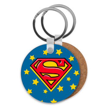 Superman Blue, Μπρελόκ Ξύλινο στρογγυλό MDF Φ5cm