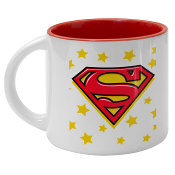 Superman Blue, Κούπα κεραμική 400ml Λευκή/Κόκκινη