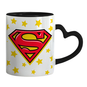 Superman Blue, Mug heart black handle, ceramic, 330ml