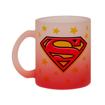 Superman Blue, Κούπα γυάλινη δίχρωμη με βάση το κόκκινο ματ, 330ml