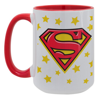 Superman Blue, Κούπα Mega 15oz, κεραμική Κόκκινη, 450ml