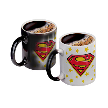 Superman Blue, Color changing magic Mug, ceramic, 330ml when adding hot liquid inside, the black colour desappears (1 pcs)