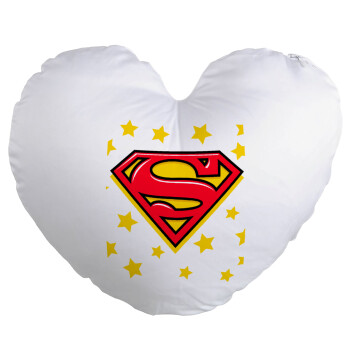 Superman Blue, Μαξιλάρι καναπέ καρδιά 40x40cm περιέχεται το  γέμισμα