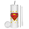 Tumbler stainless steel 600ml, with metal straw & cleaning brush