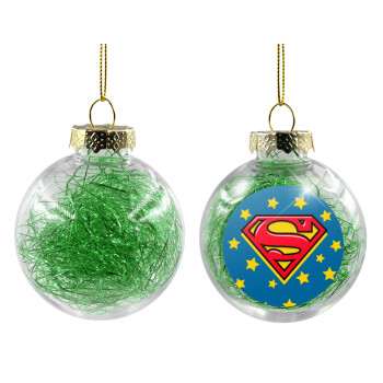 Superman Blue, Χριστουγεννιάτικη μπάλα δένδρου διάφανη με πράσινο γέμισμα 8cm
