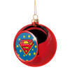 Superman Blue, Χριστουγεννιάτικη μπάλα δένδρου Κόκκινη 8cm
