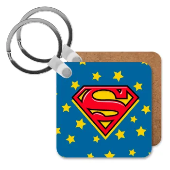 Superman Blue, Μπρελόκ Ξύλινο τετράγωνο MDF