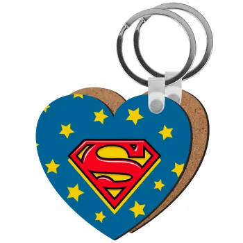 Superman Blue, Μπρελόκ Ξύλινο καρδιά MDF