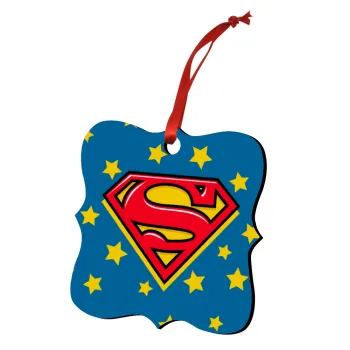 Superman Blue, Στολίδι Χριστουγεννιάτικο στολίδι polygon ξύλινο 7.5cm