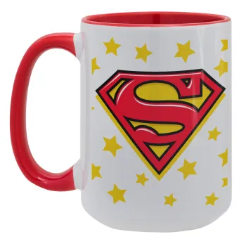 Superman Blue, Κούπα Mega 15oz, κεραμική Κόκκινη, 450ml