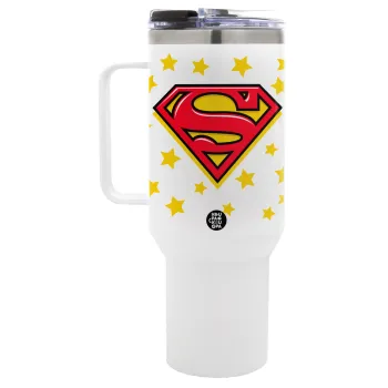 Superman Blue, Mega Tumbler με καπάκι, διπλού τοιχώματος (θερμό) 1,2L