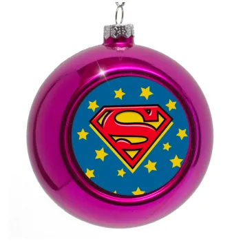 Superman Blue, Purple Christmas tree ornament bauble 8cm