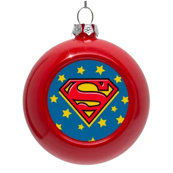 Superman Blue, Red Christmas tree ornament bauble 8cm