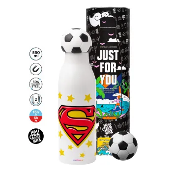 Superman Blue, Soccer Metal mug thermos, double wall, 550ml