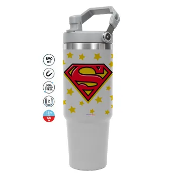 Superman Blue, GREY color, 890ml (30oz) stainless Steel Tumbler with Handle