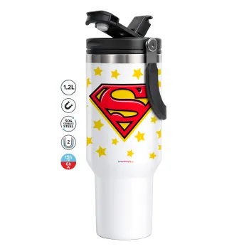 Superman Blue, Mega Stainless steel Tumbler with lid, double wall 1,2L