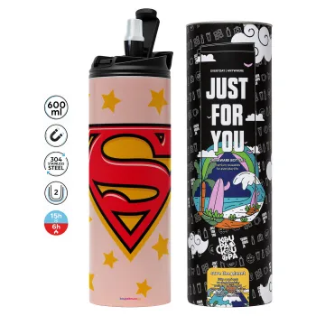 Superman Blue, Tumbler stainless steel PINK 600ml