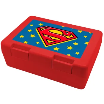 Superman Blue, Παιδικό δοχείο κολατσιού ΚΟΚΚΙΝΟ 185x128x65mm (BPA free πλαστικό)