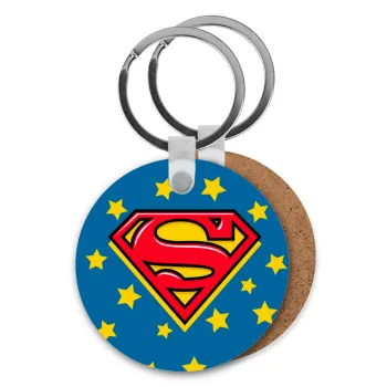 Superman Blue, Μπρελόκ Ξύλινο στρογγυλό MDF Φ5cm