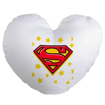 Superman Blue, Μαξιλάρι καναπέ καρδιά 40x40cm περιέχεται το  γέμισμα