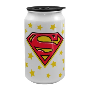 Superman Blue, Κούπα ταξιδιού μεταλλική με καπάκι (tin-can) 500ml