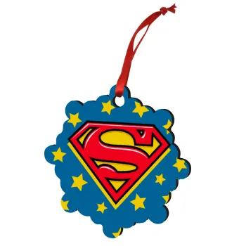 Superman Blue, Στολίδι Χριστουγεννιάτικο στολίδι snowflake ξύλινο 7.5cm