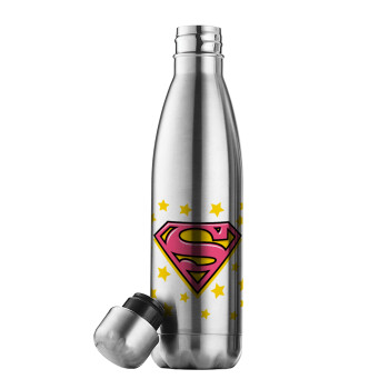Superman Pink, Inox (Stainless steel) double-walled metal mug, 500ml