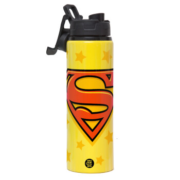 Superman Pink, Metallic water bottle with safety lid, 850ml aluminum