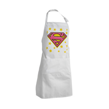 Superman Pink, Adult Chef Apron (with sliders and 2 pockets)