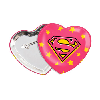 Superman Pink, Κονκάρδα παραμάνα καρδιά (57x52mm)