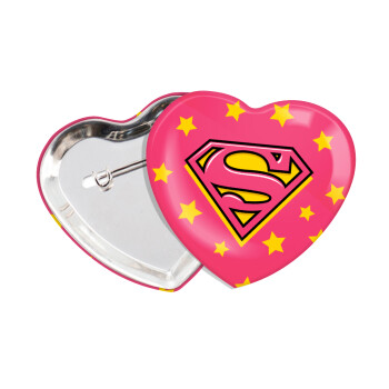 Superman Pink, Κονκάρδα παραμάνα καρδιά (57x52mm)