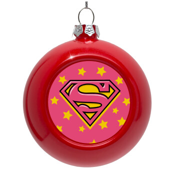 Superman Pink, Red Christmas tree ornament bauble 8cm